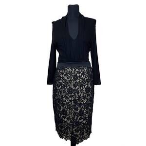 NEW MARIELLA BURANI women's jersey lace dress in black
